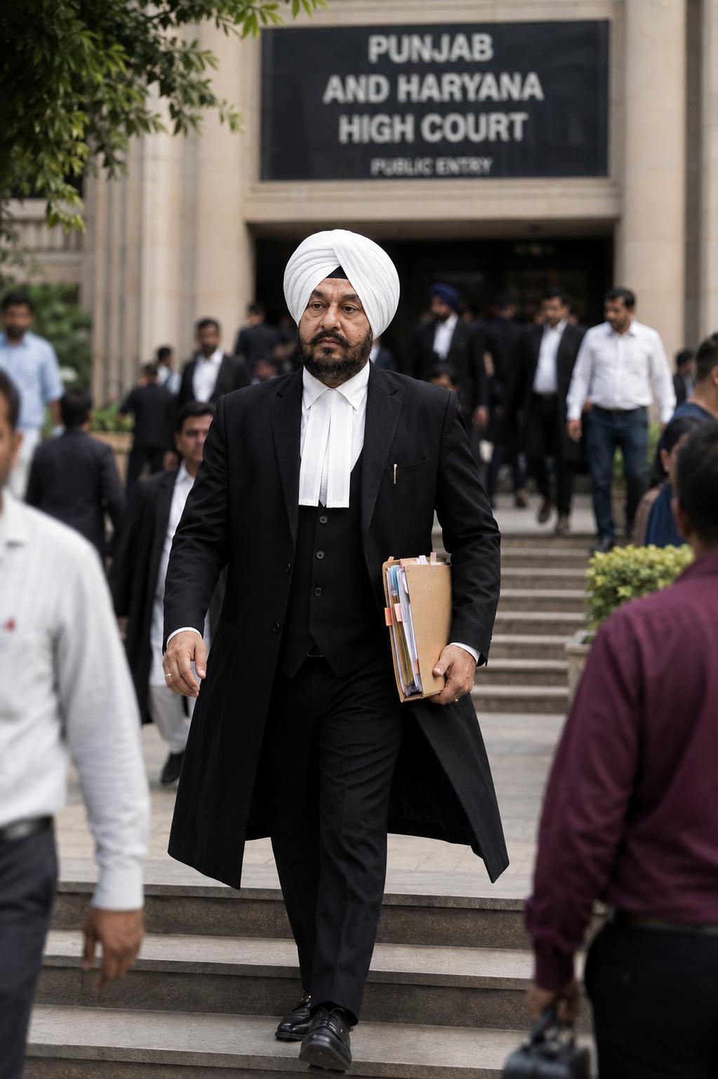 Amandeep Singh Rai on the steps of the Punjab and Haryana High Court